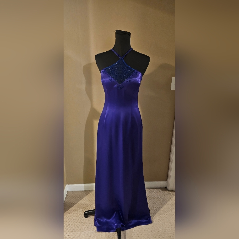 Elegant Purple Halter Dress